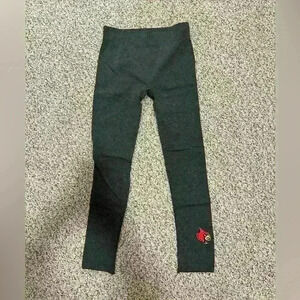 University of Louisville Leggings.  Size Large.  Grey with Cardinal Patch.